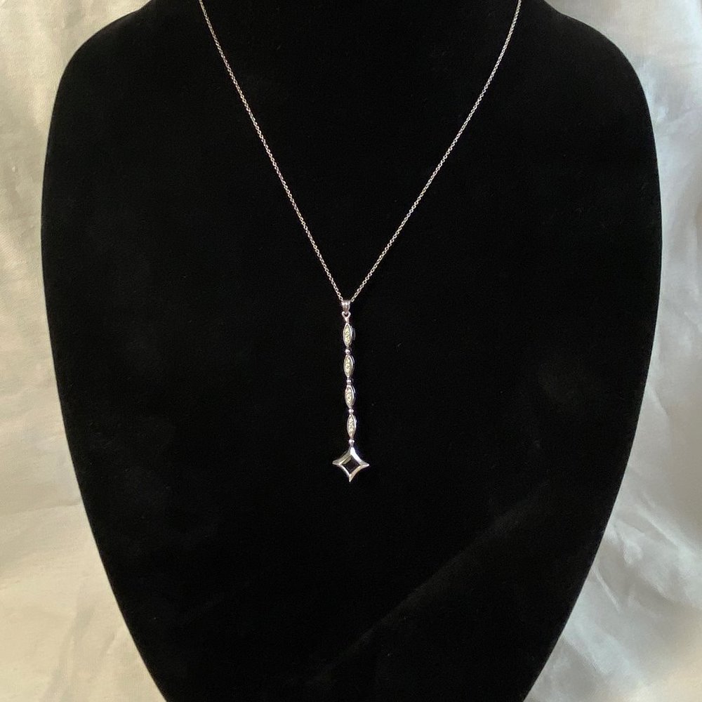 Sterling Onyx & Diamond 2 in 1 Pendant Necklace